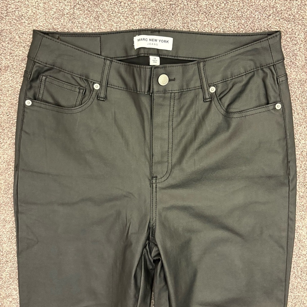 Marc New York Women's Skinny Ankle Jeans Size 12 Black Coated High Rise NWT $79 - Picture 3 of 16